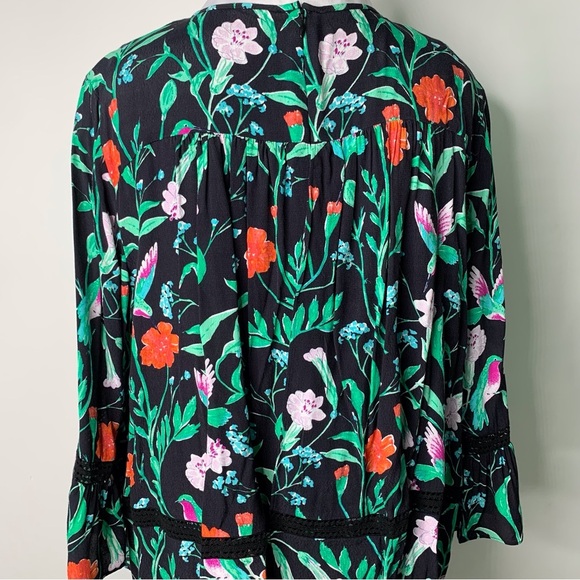 Kate Spade Women's Jardin Crepe Floral Hummingbird Romper Size 12 - Picture 7 of 15